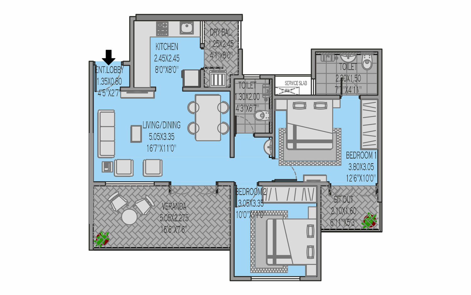 1100 L Floor Plan