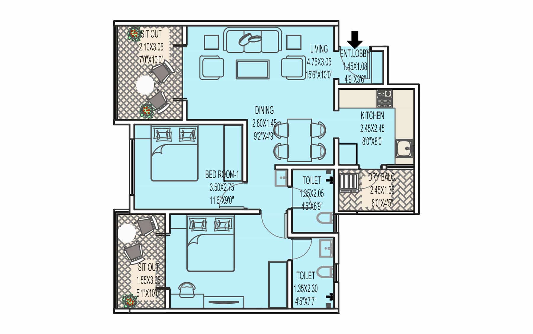 1068 L Floor Plan