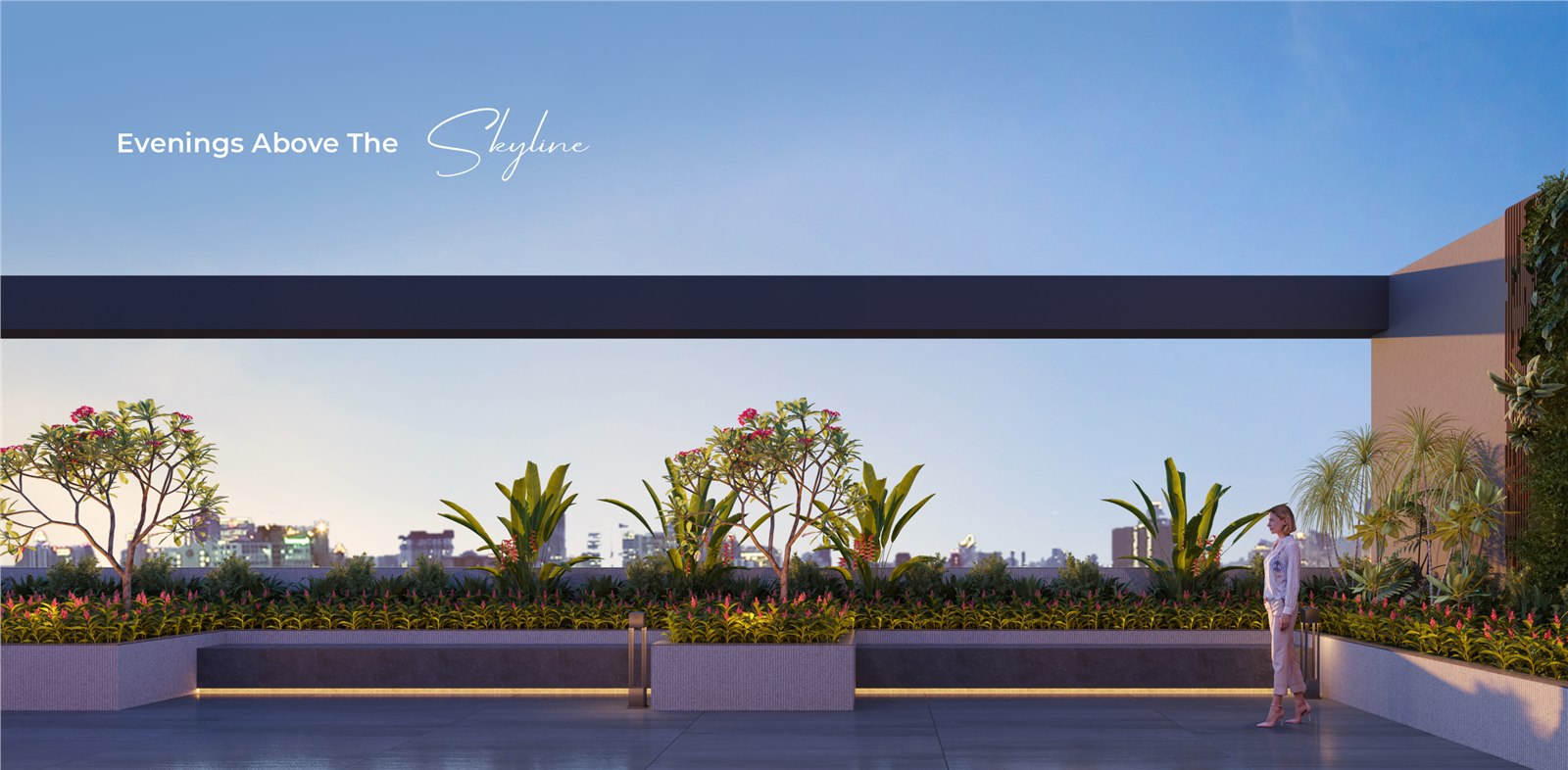 Evenings Above The Skyline — landscaped rooftop retreat at Sun Garnet Keshav Nagar
