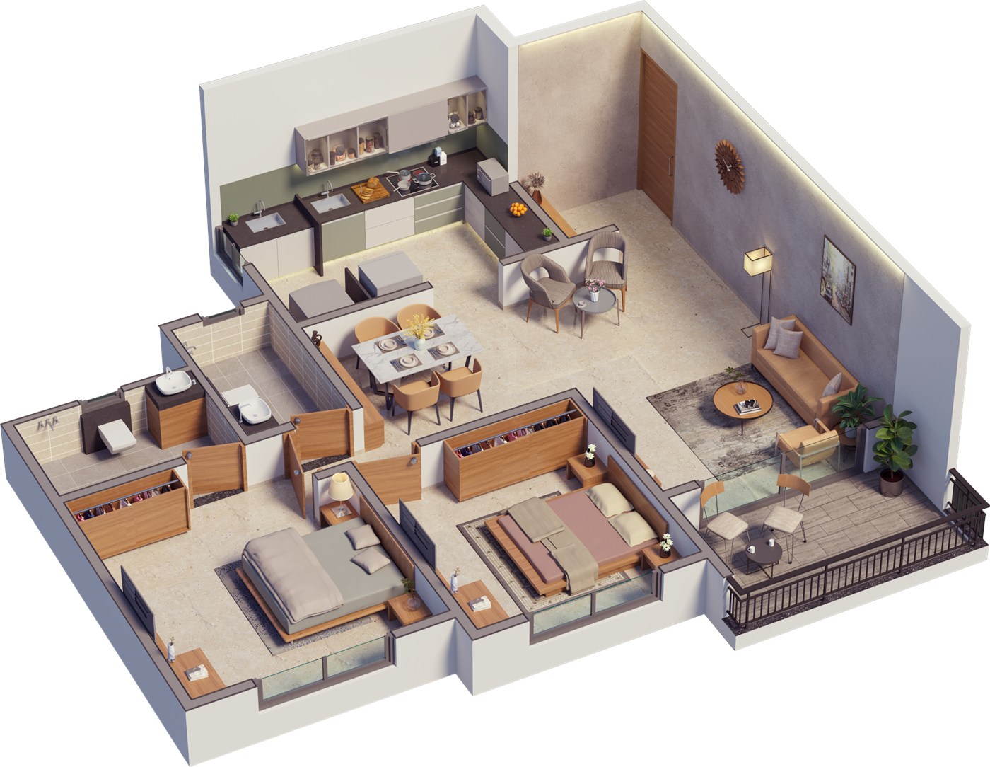Sun Garnet 2 BHK floor plan in Keshav Nagar Pune