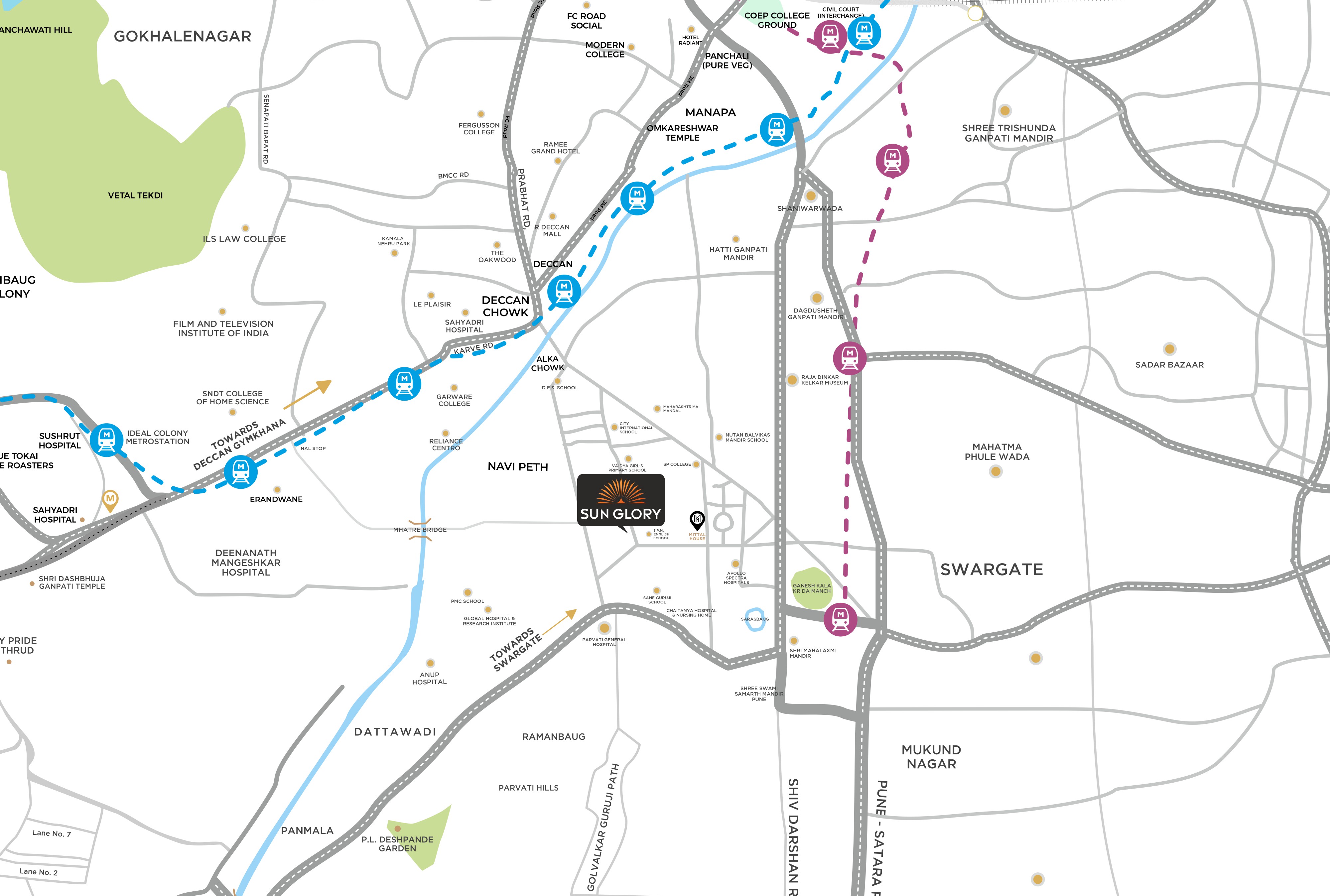 Sun Glory Location Map - Sadashiv Peth Pune